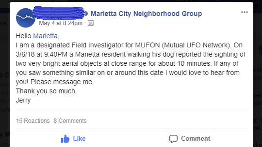 MUFON in Marietta